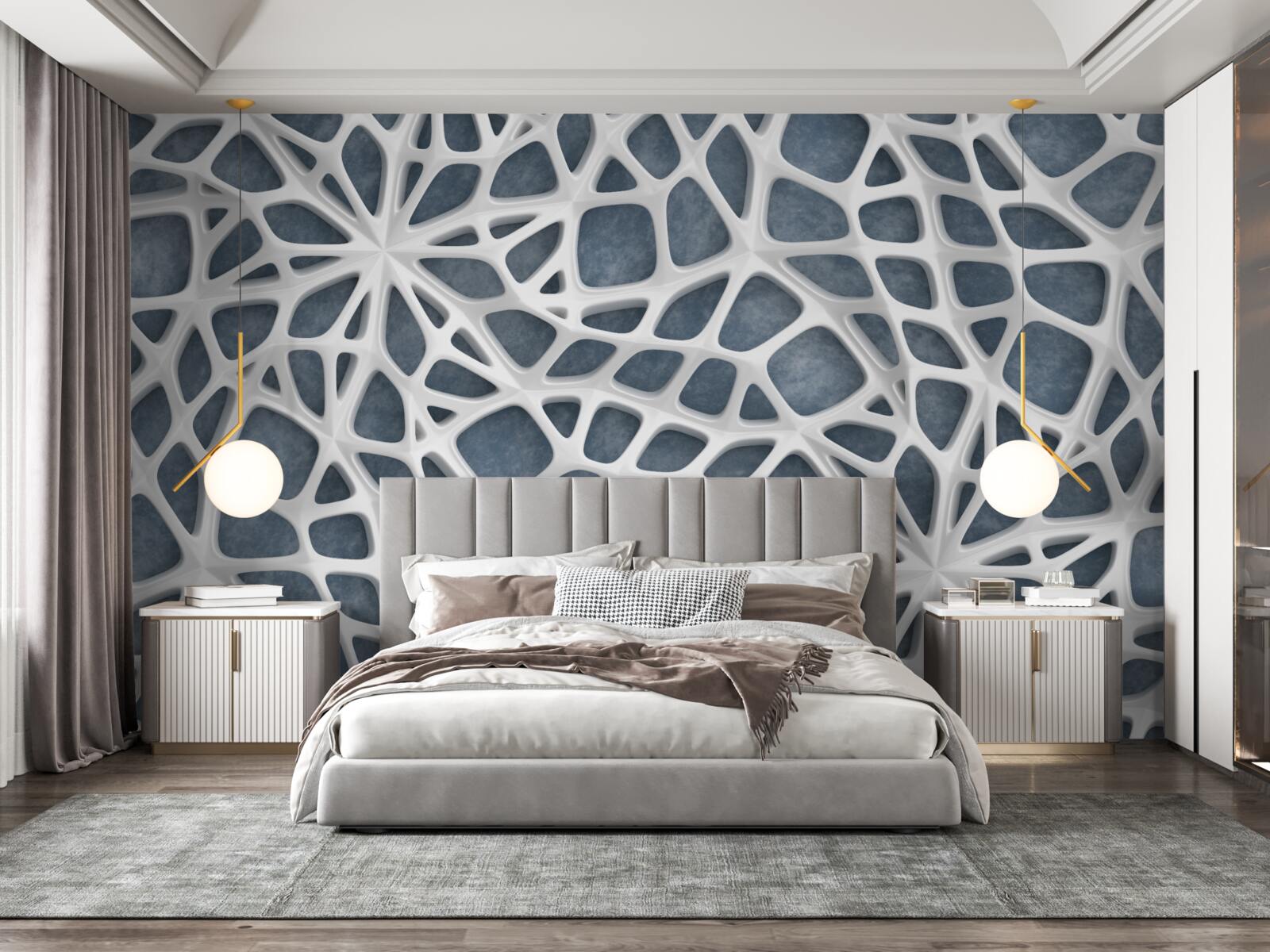 Фотошпалери біле мереживо на блакитному тлі