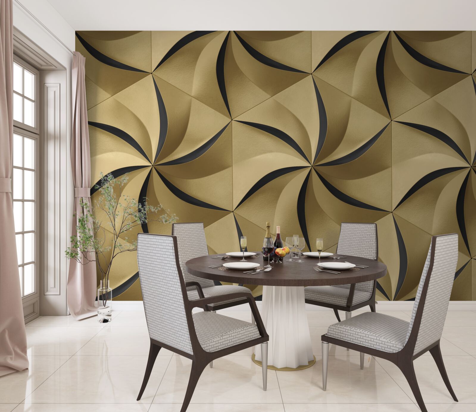 Фотошпалери гірчичні зірки в геометричному стилі