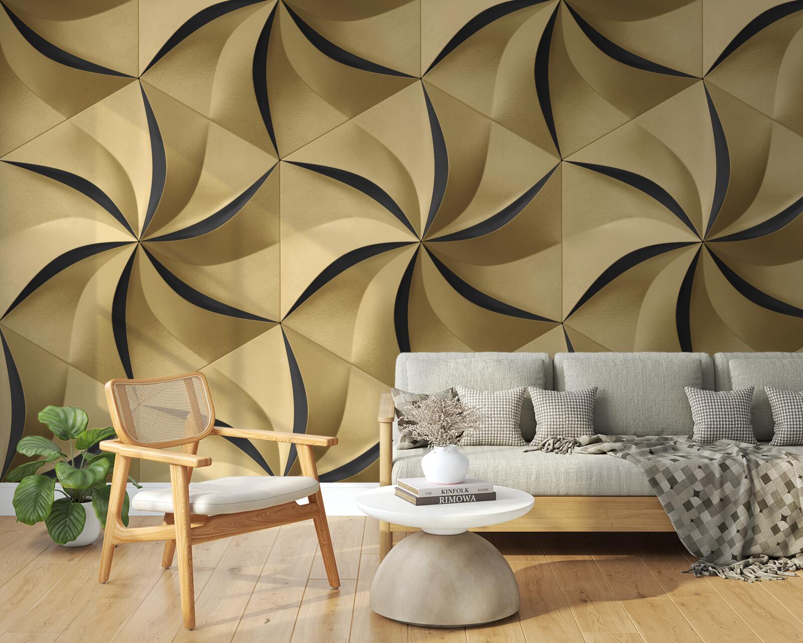 Фотошпалери гірчичні зірки в геометричному стилі