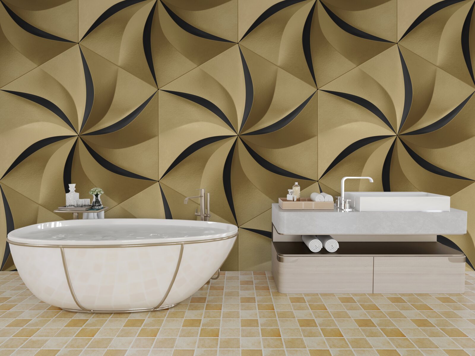 Фотошпалери гірчичні зірки в геометричному стилі