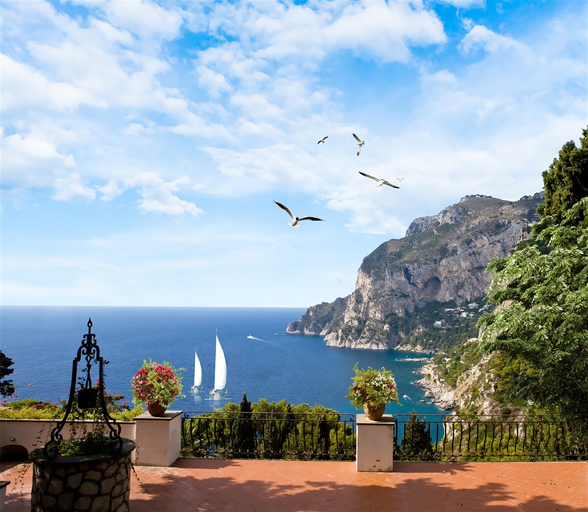 Фотошпалери океан і гори в ландшафті