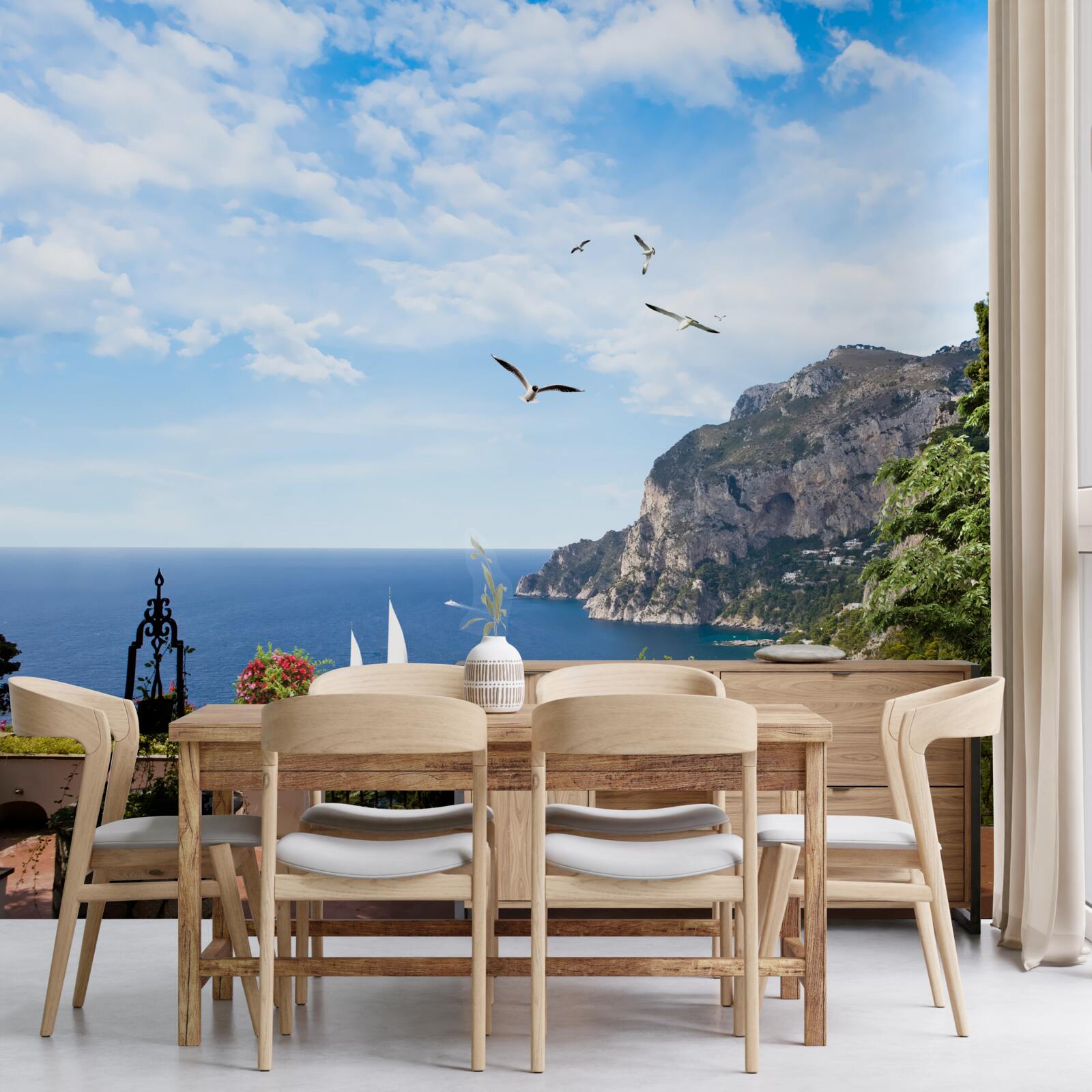 Фотошпалери океан і гори в ландшафті