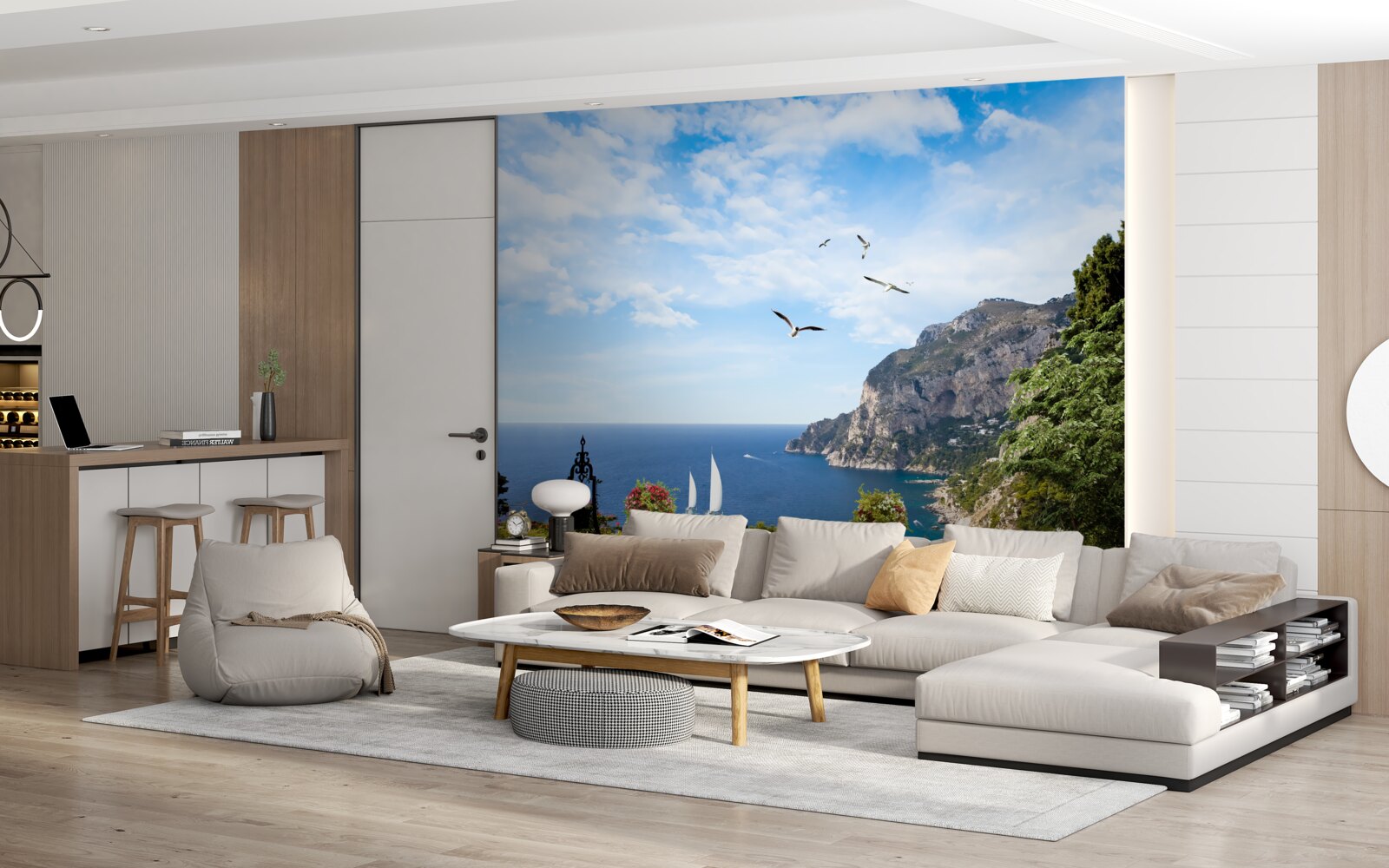 Фотошпалери океан і гори в ландшафті