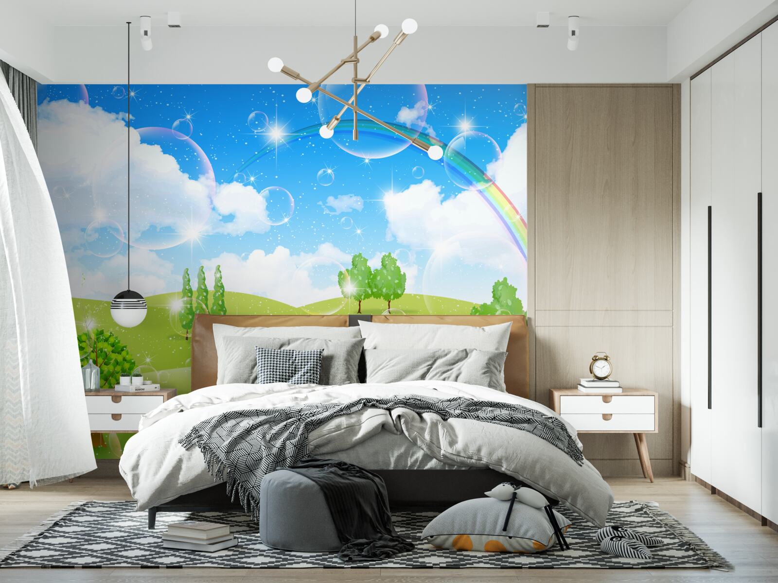 Фотошпалери літні поля з зеленими деревами