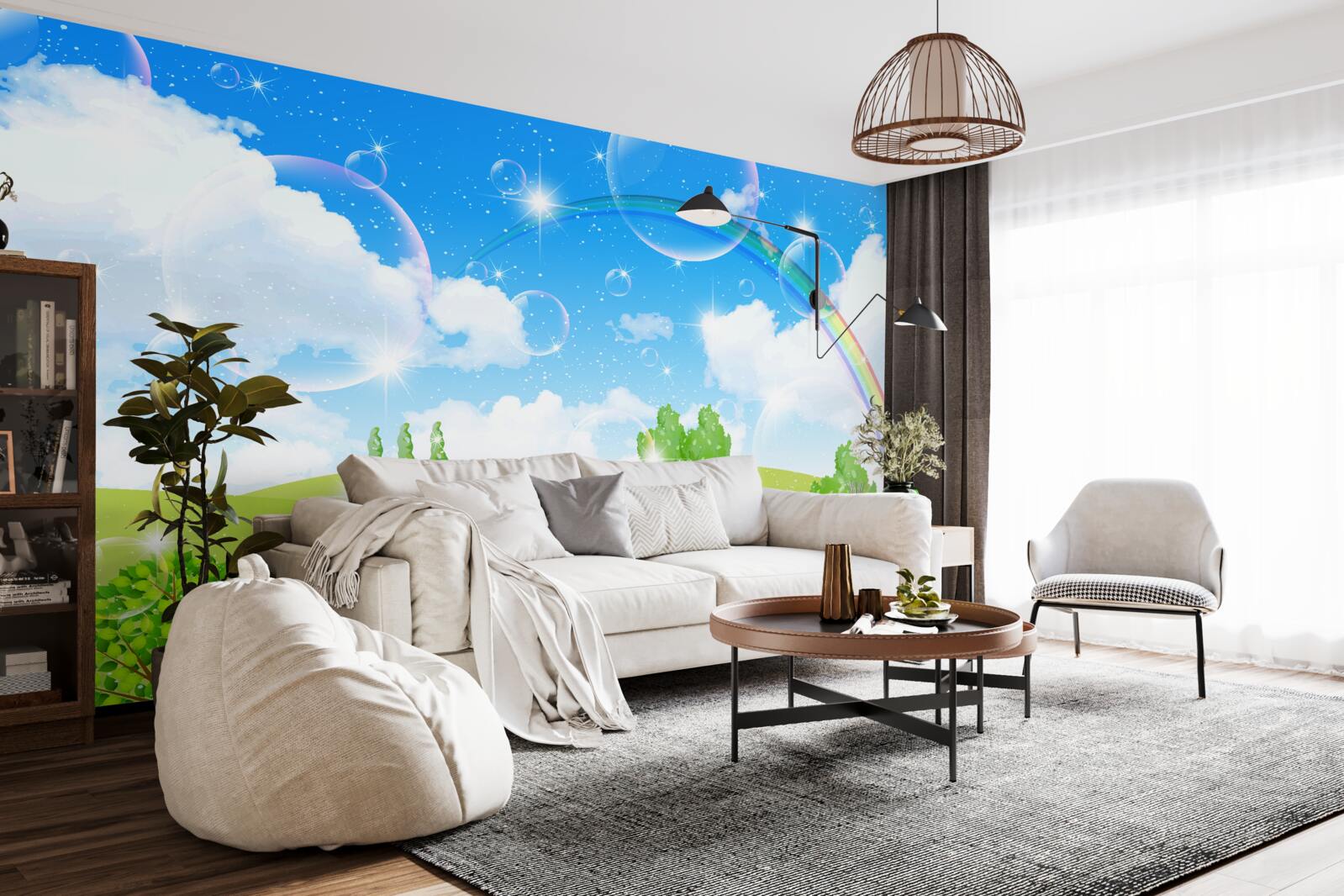 Фотошпалери літні поля з зеленими деревами