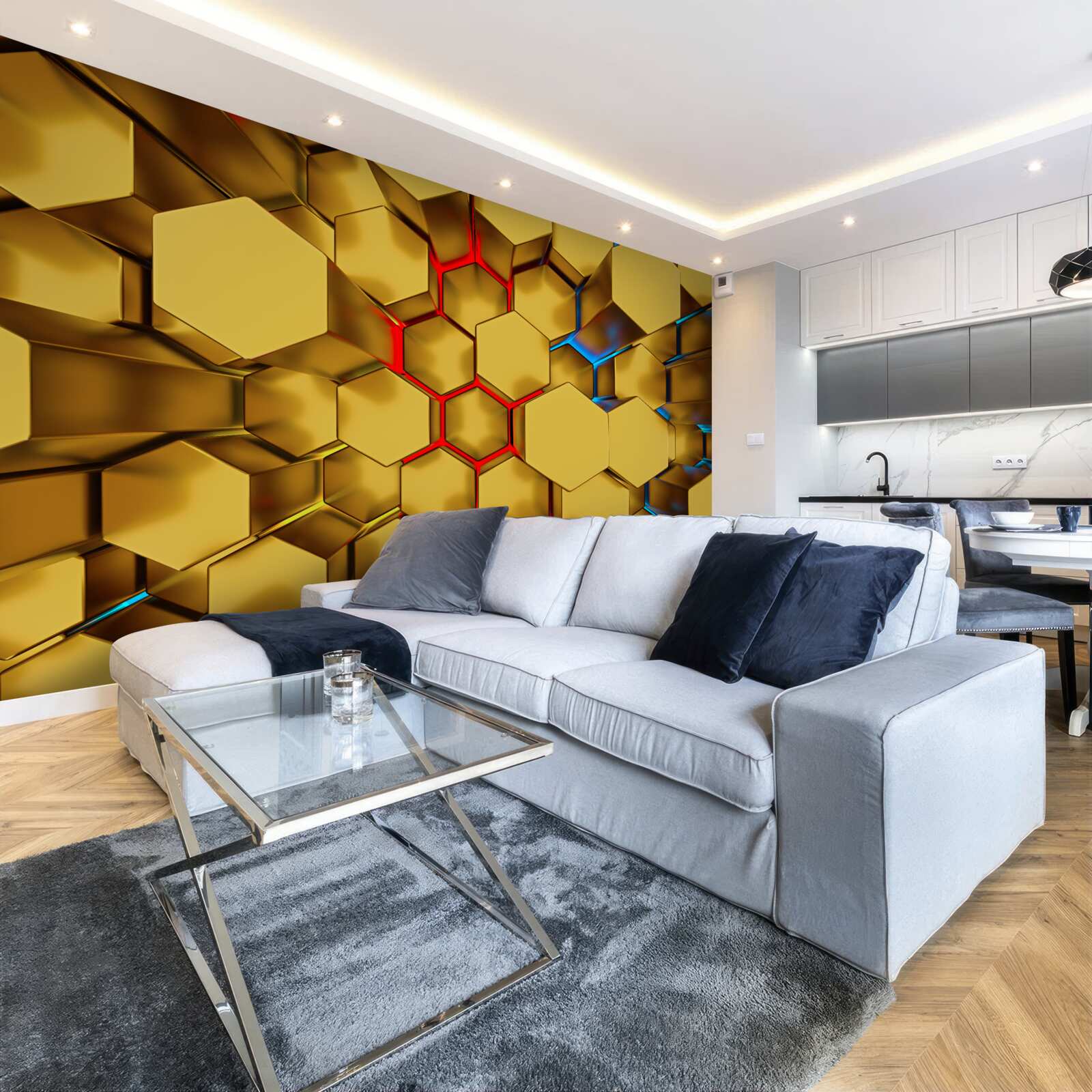 Фотошпалери об'ємні золоті фігури