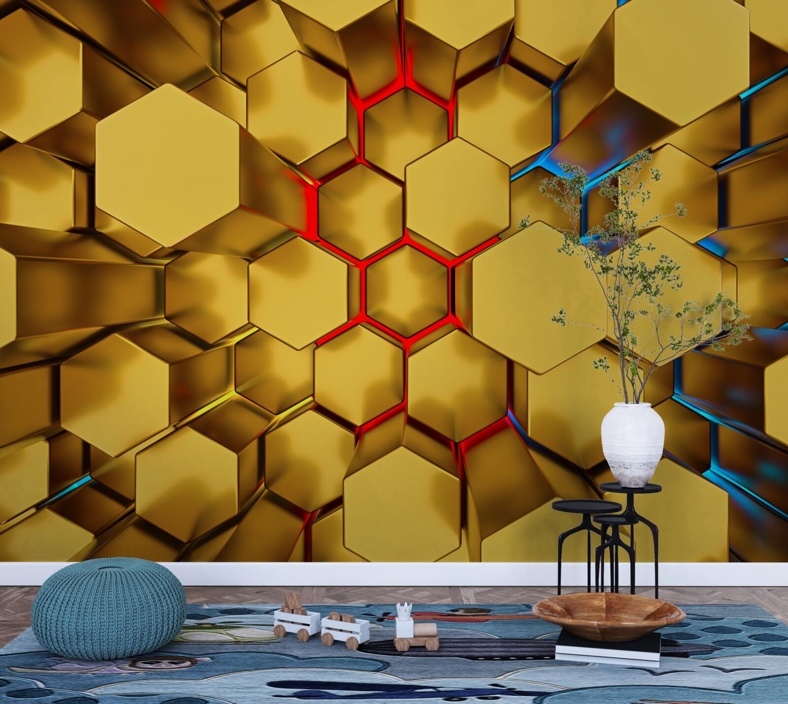 Фотошпалери об'ємні золоті фігури