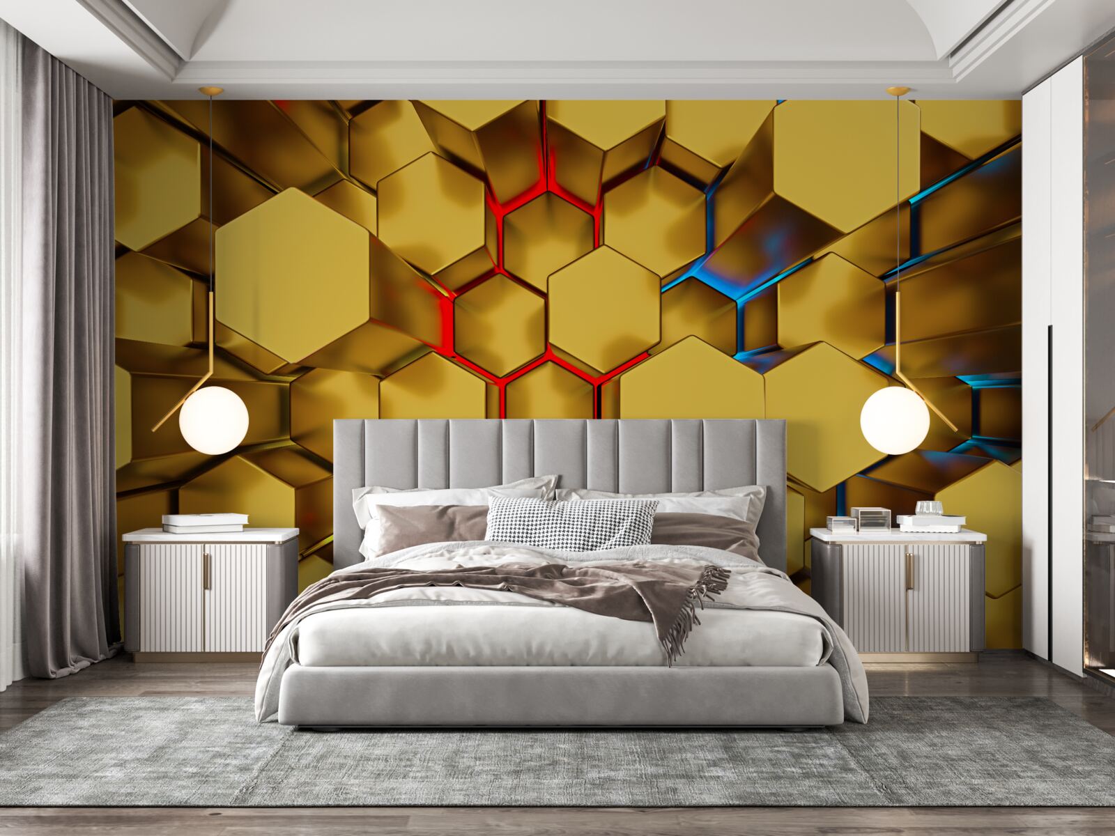 Фотошпалери об'ємні золоті фігури