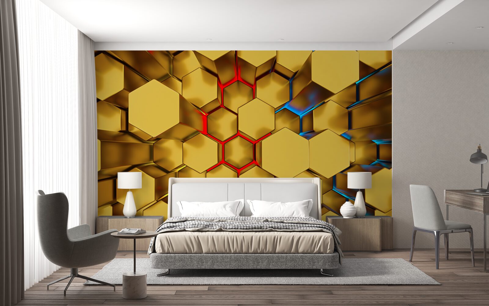 Фотошпалери об'ємні золоті фігури