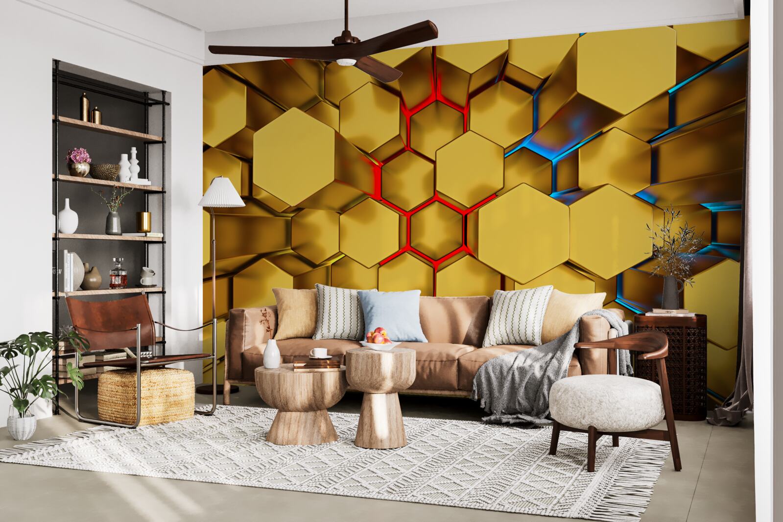 Фотошпалери об'ємні золоті фігури