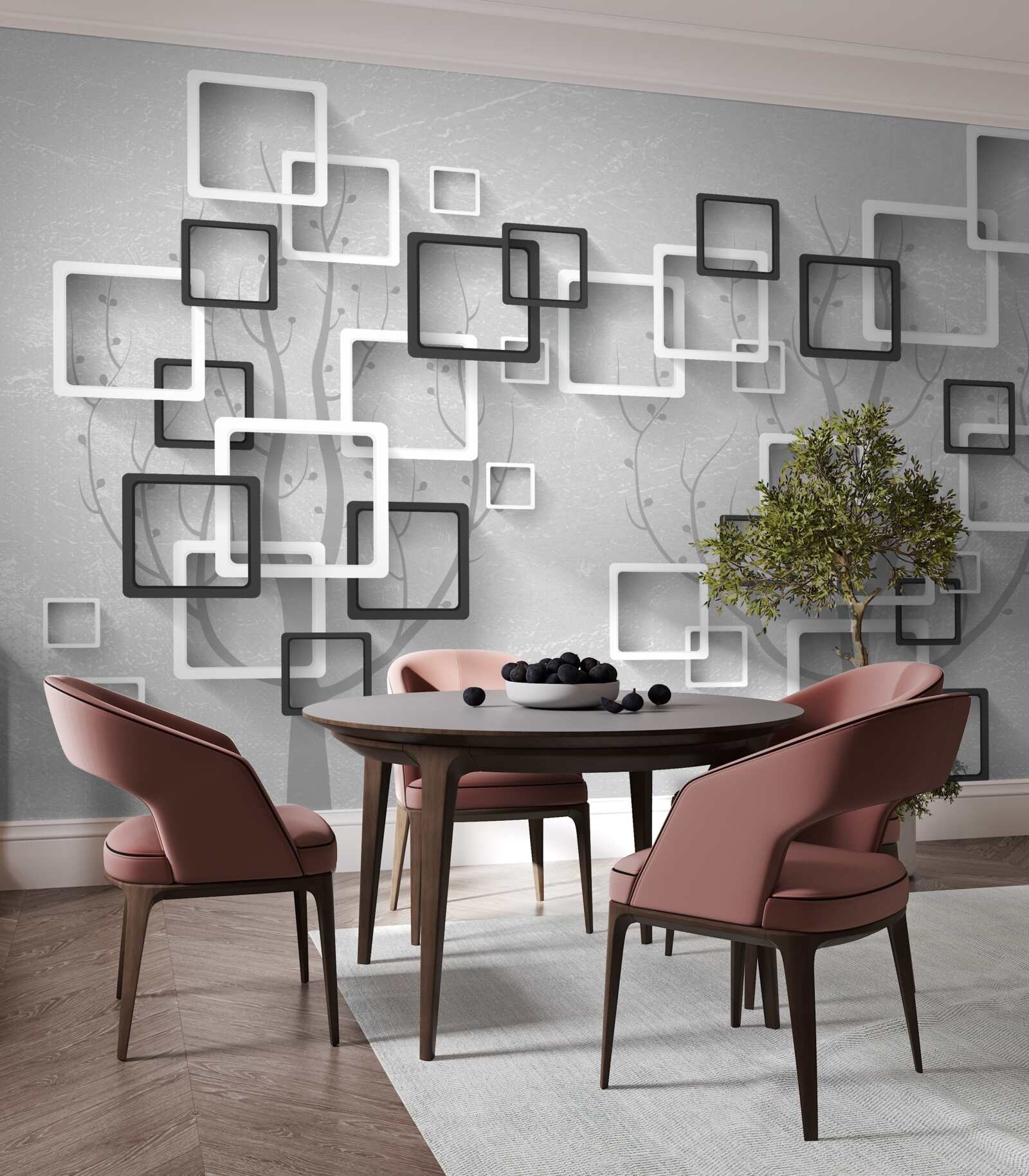 Фотошпалери білі та чорні квадрати представляють абстракцію