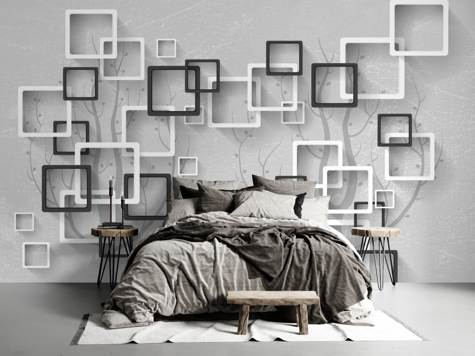 Фотошпалери білі та чорні квадрати представляють абстракцію