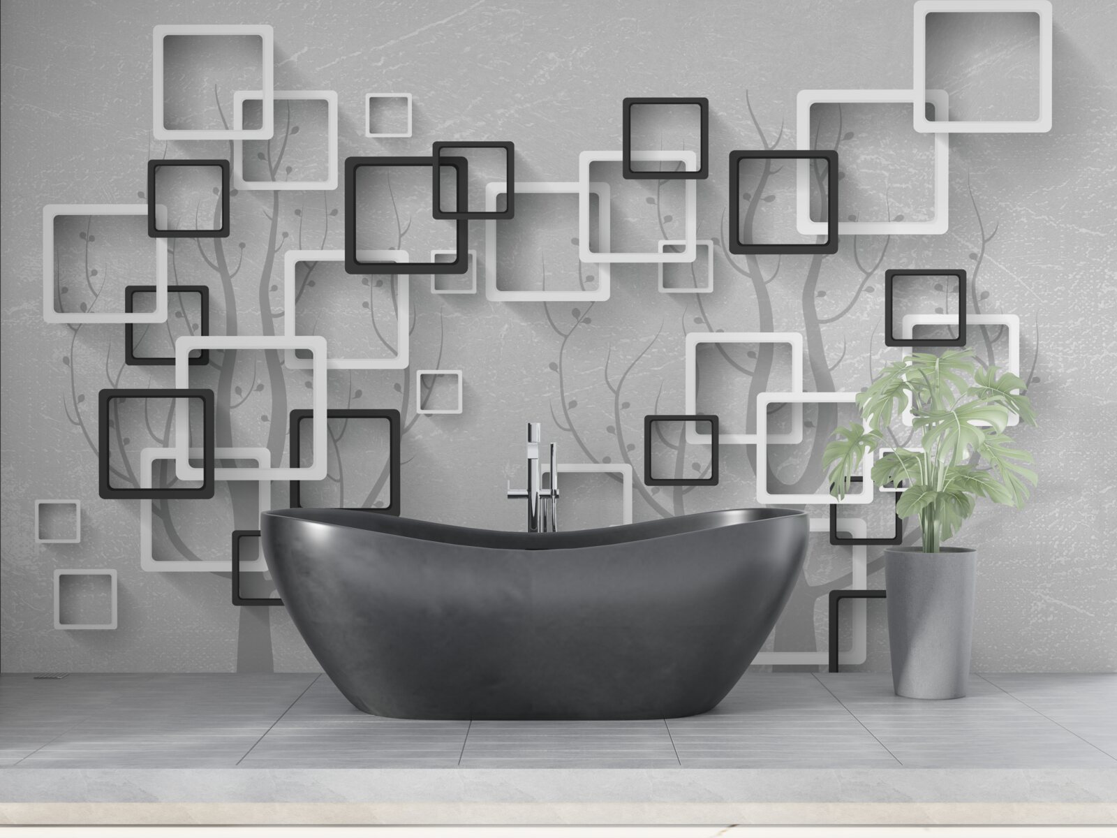 Фотошпалери білі та чорні квадрати представляють абстракцію