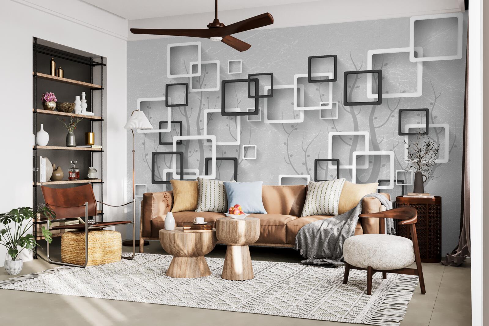 Фотошпалери білі та чорні квадрати представляють абстракцію