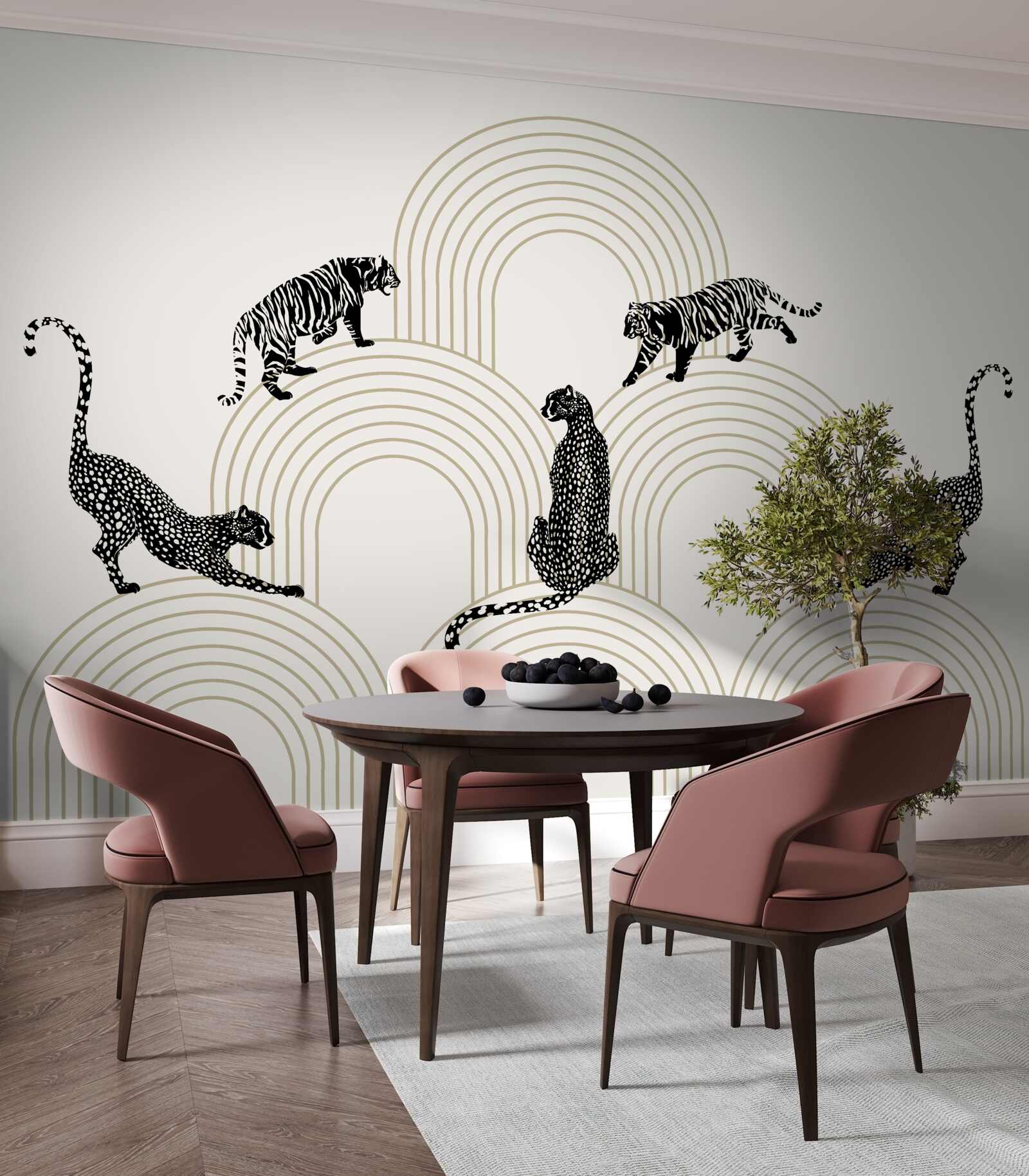 Фотошпалери тигри і пантери у високогір'ї