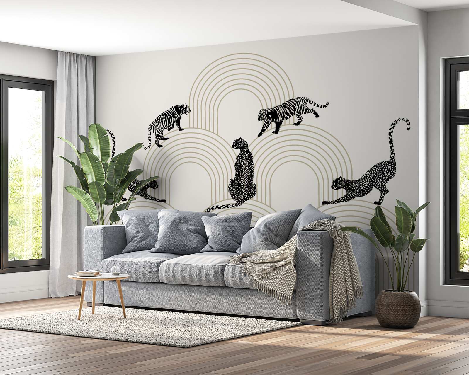 Фотошпалери тигри і пантери у високогір'ї