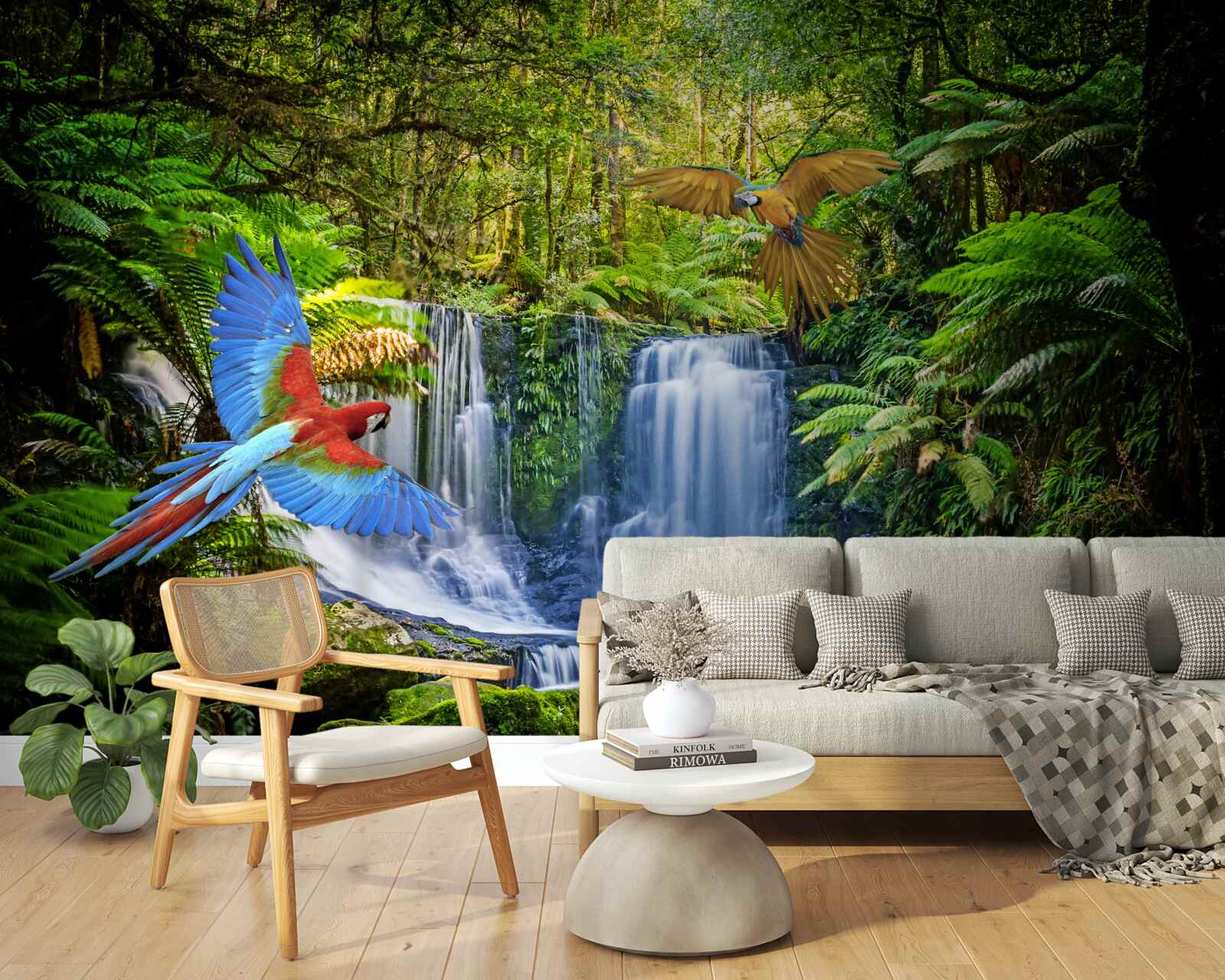 Фотошпалери прихований водоспад у лісі