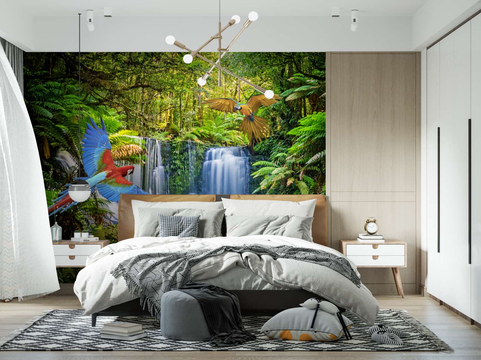 Фотошпалери прихований водоспад у лісі