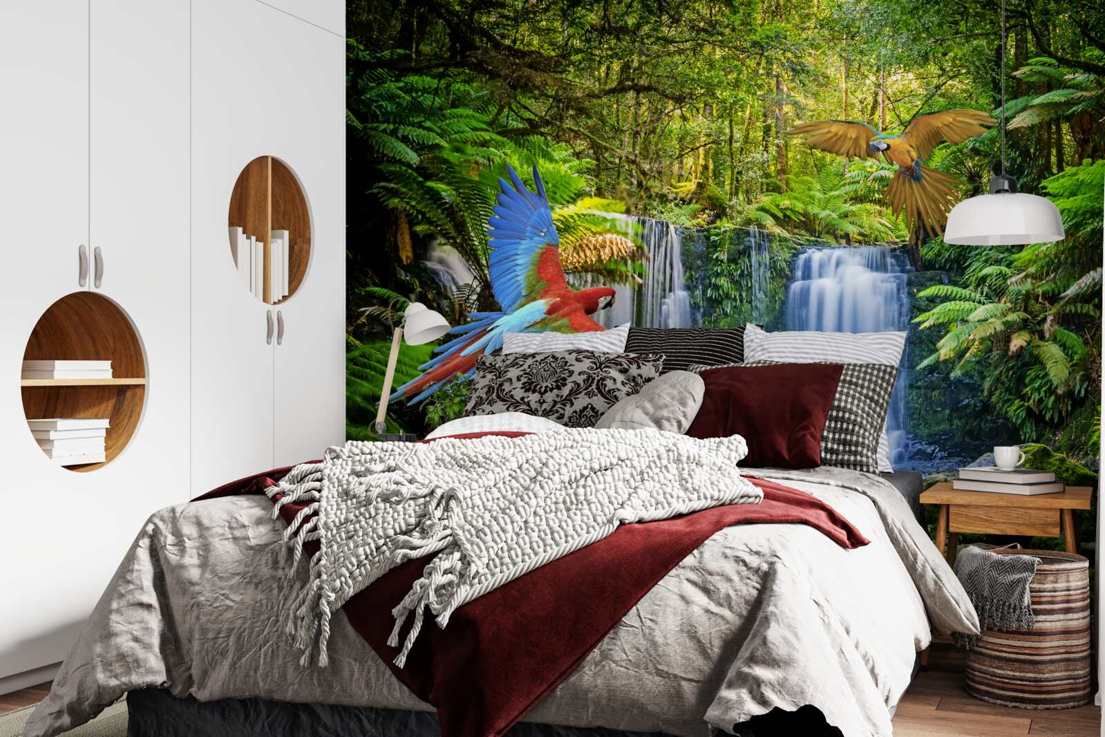 Фотошпалери прихований водоспад у лісі