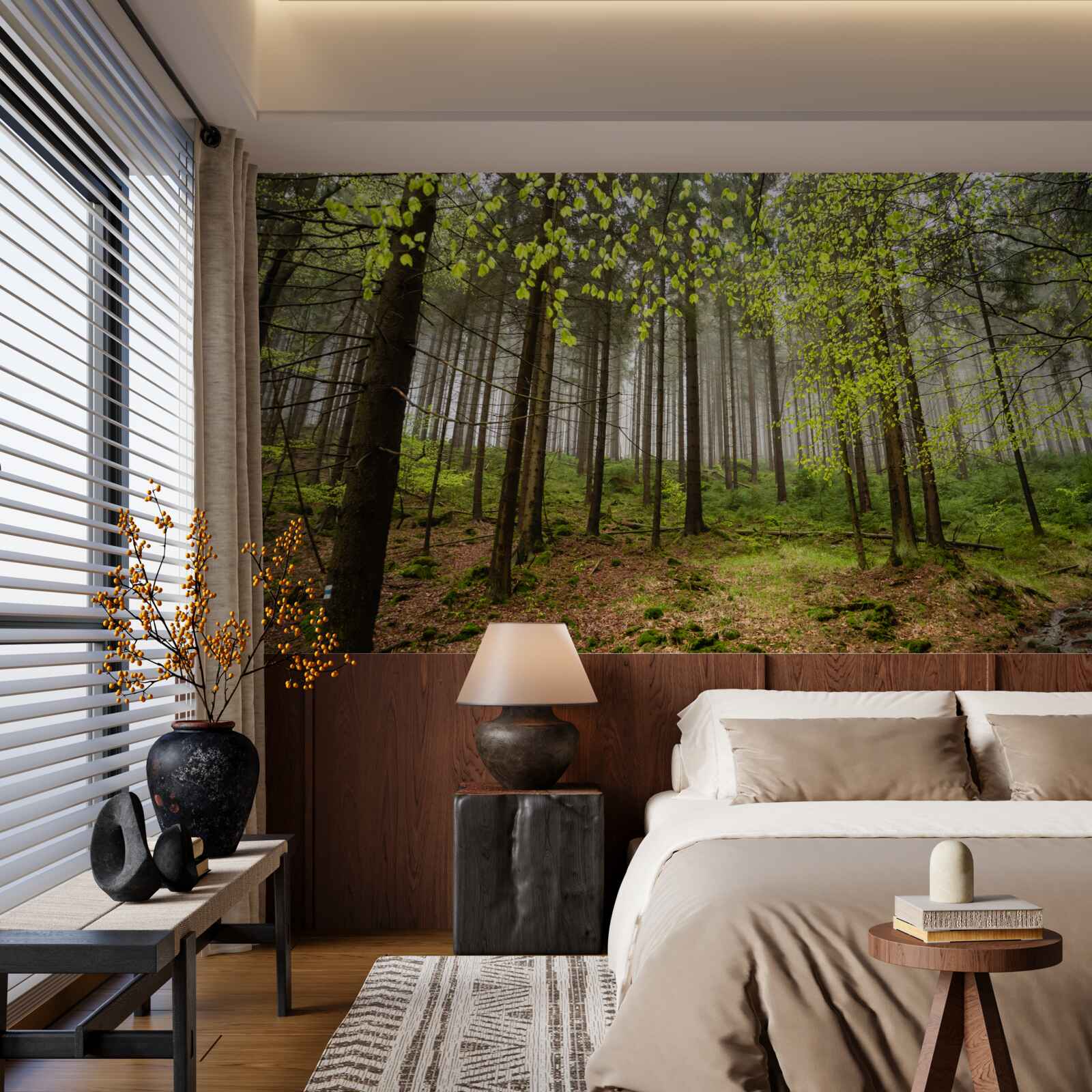 Фотошпалери зелений ліс після дощу