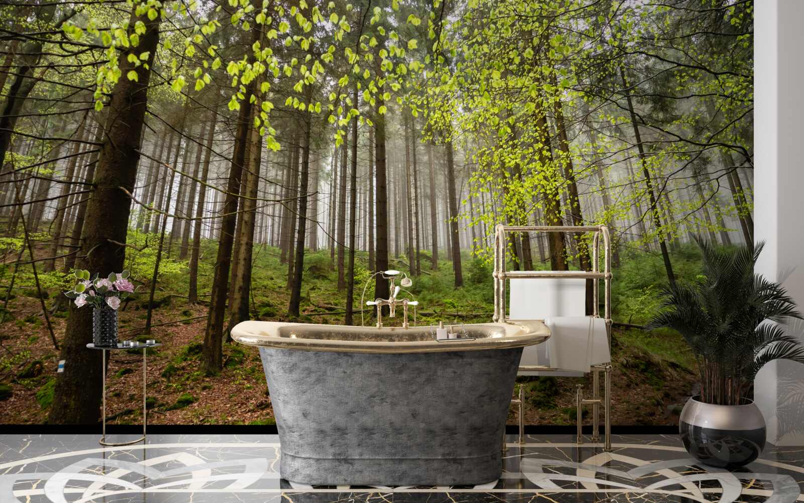 Фотошпалери зелений ліс після дощу