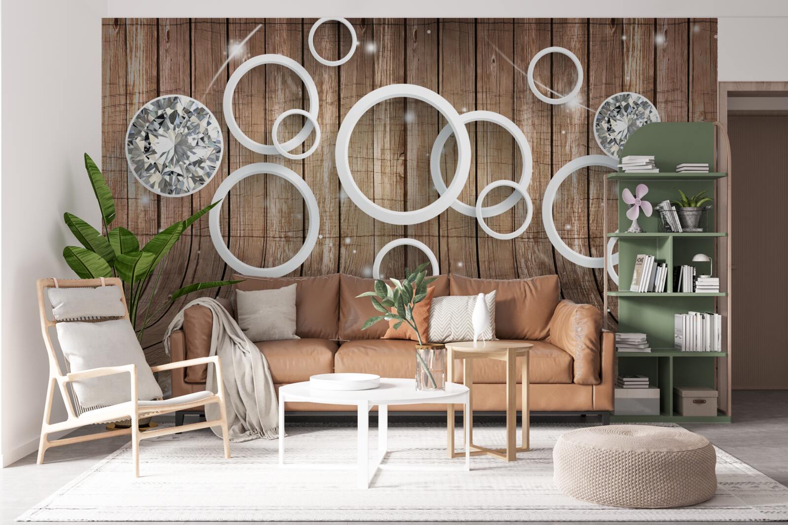 Фотошпалери текстура дерева та білі кола