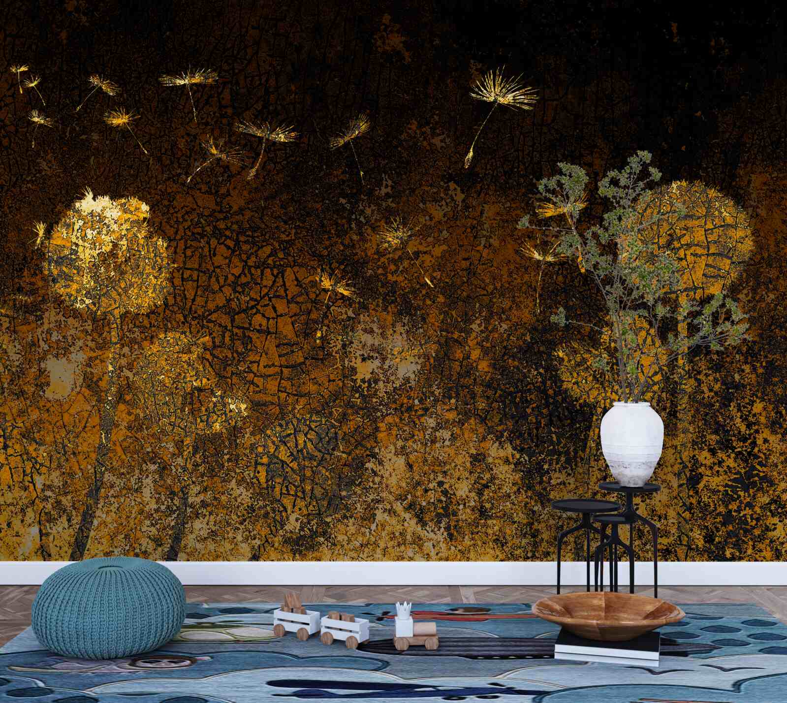 Фотошпалери вночі вітер гойдає кульбаби