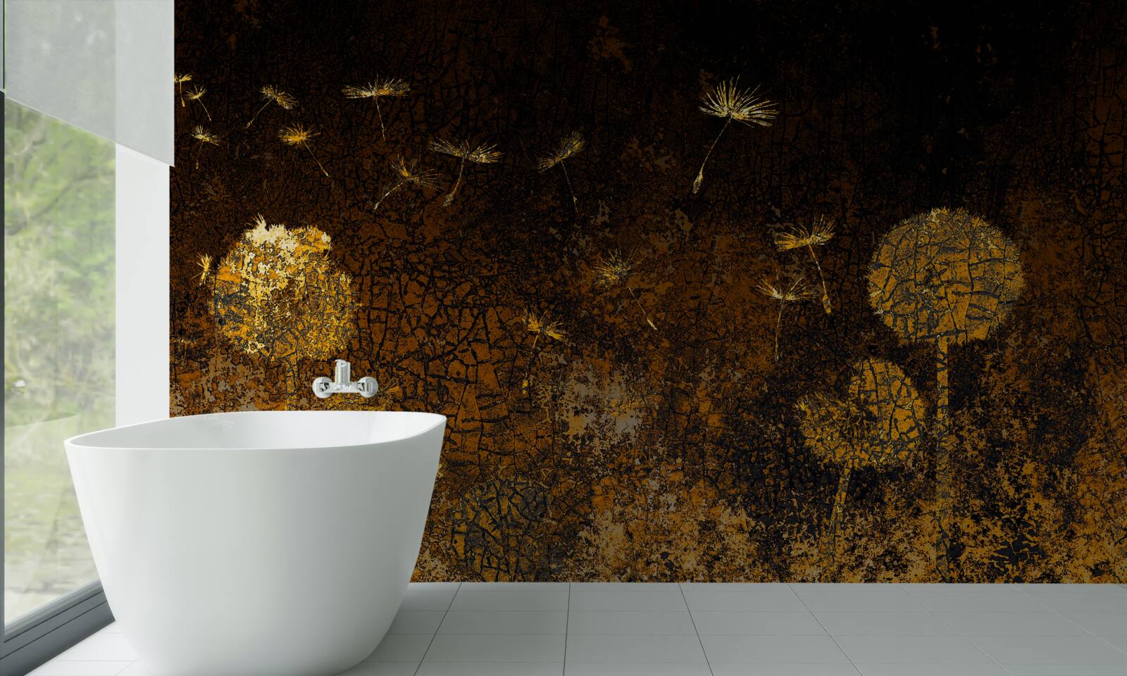 Фотошпалери вночі вітер гойдає кульбаби