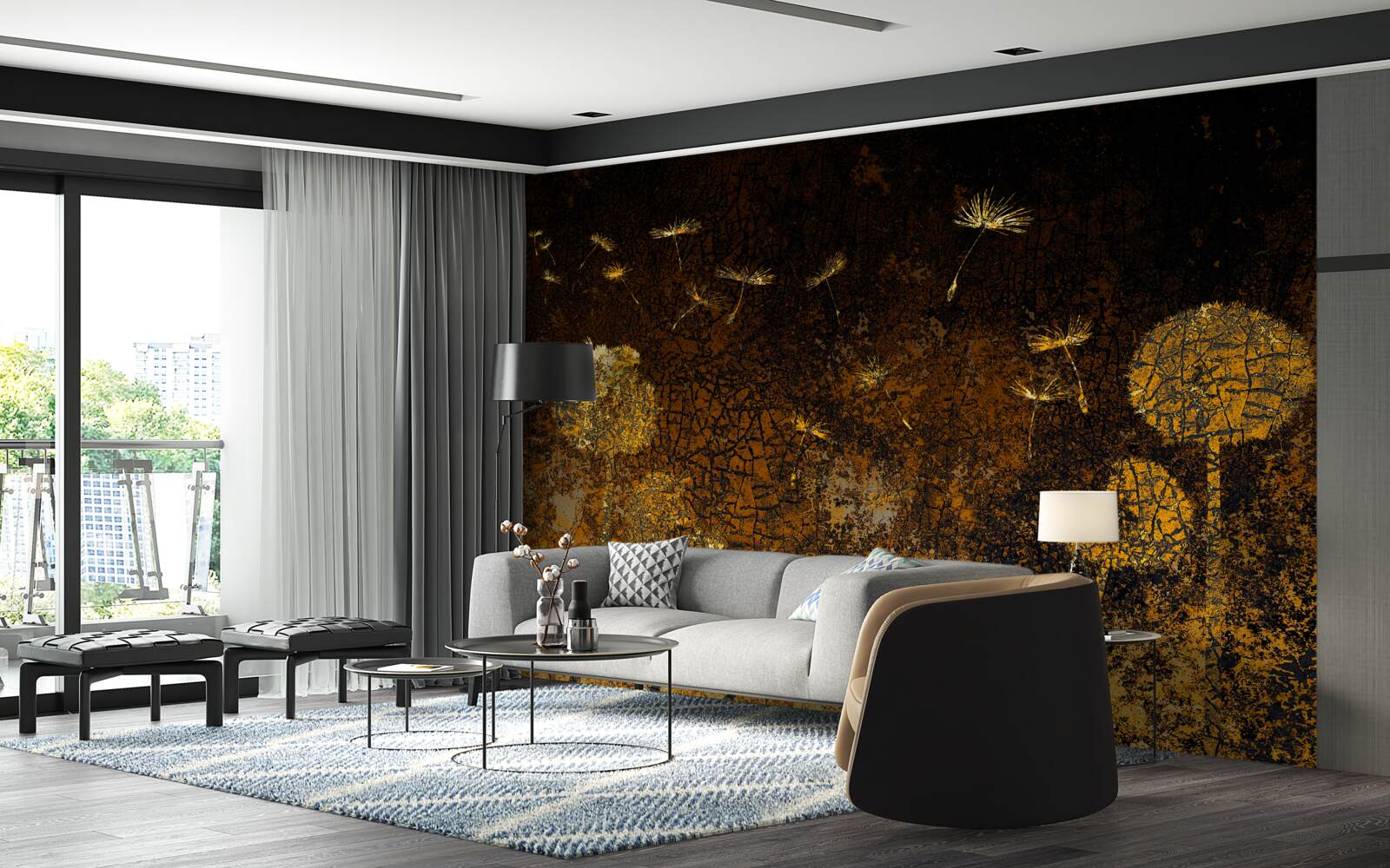 Фотошпалери вночі вітер гойдає кульбаби