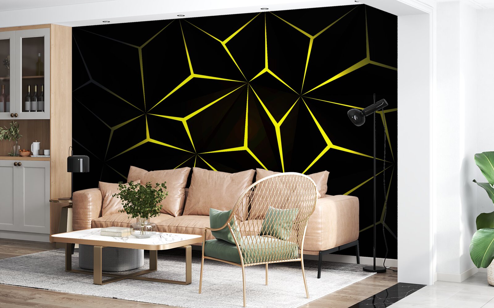 Фотошпалери символи чорні з жовтим підсвічуванням