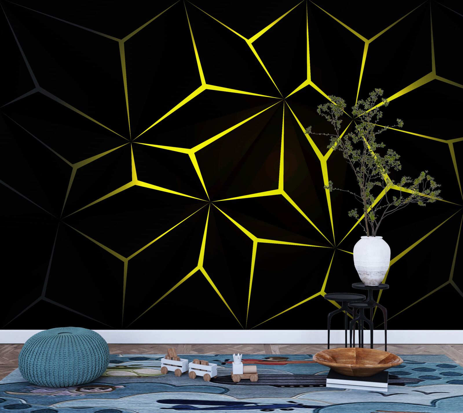 Фотошпалери символи чорні з жовтим підсвічуванням