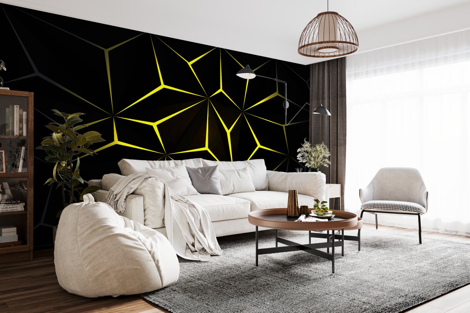 Фотошпалери символи чорні з жовтим підсвічуванням