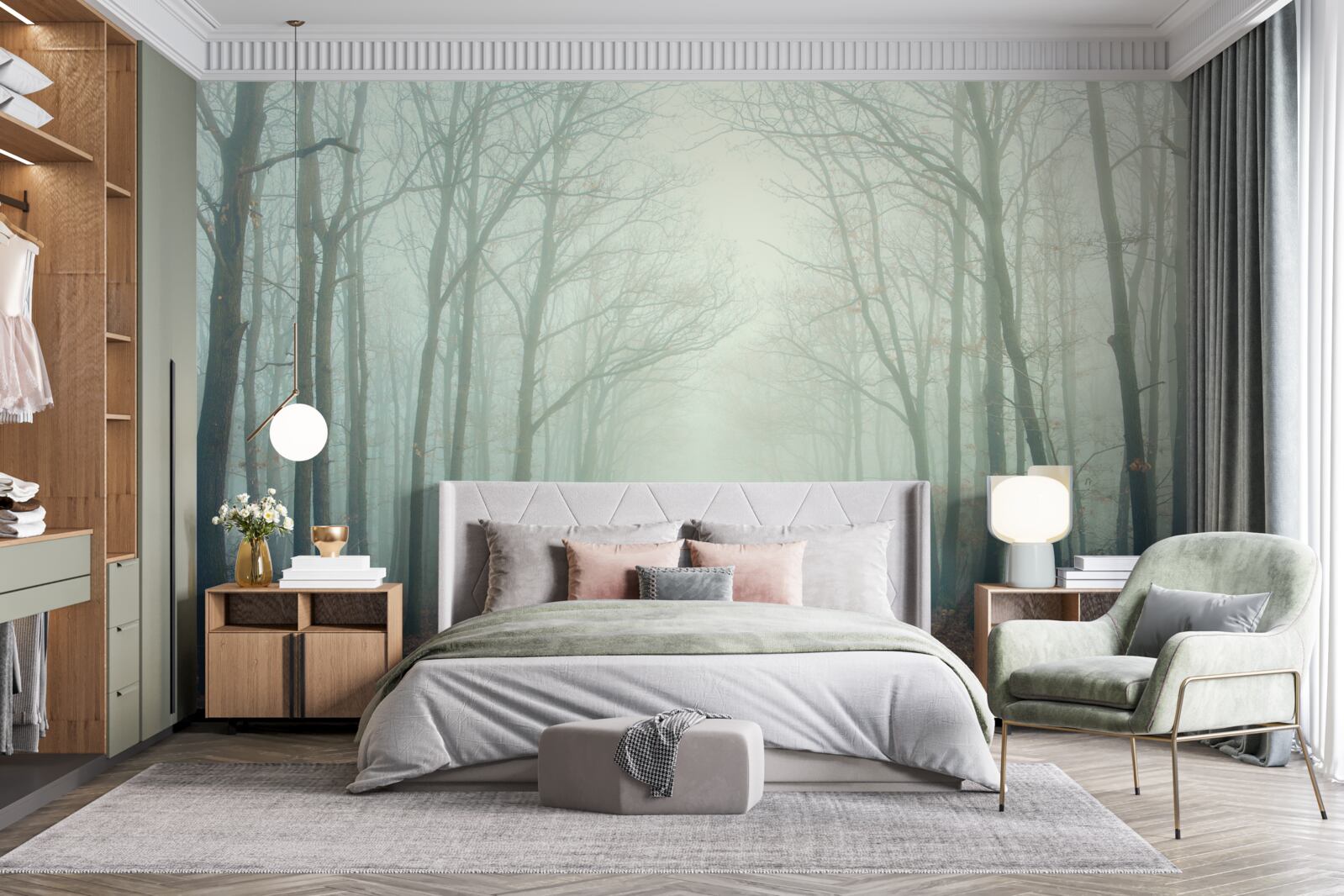 Фотошпалери осінній шлях, вкритий холодом