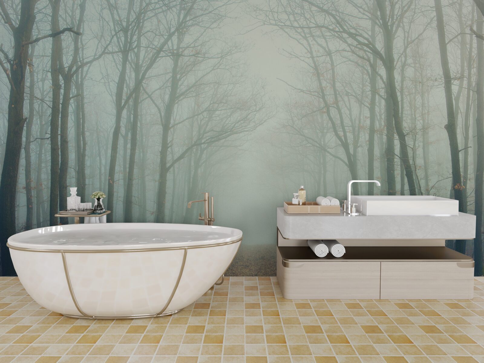 Фотошпалери осінній шлях, вкритий холодом