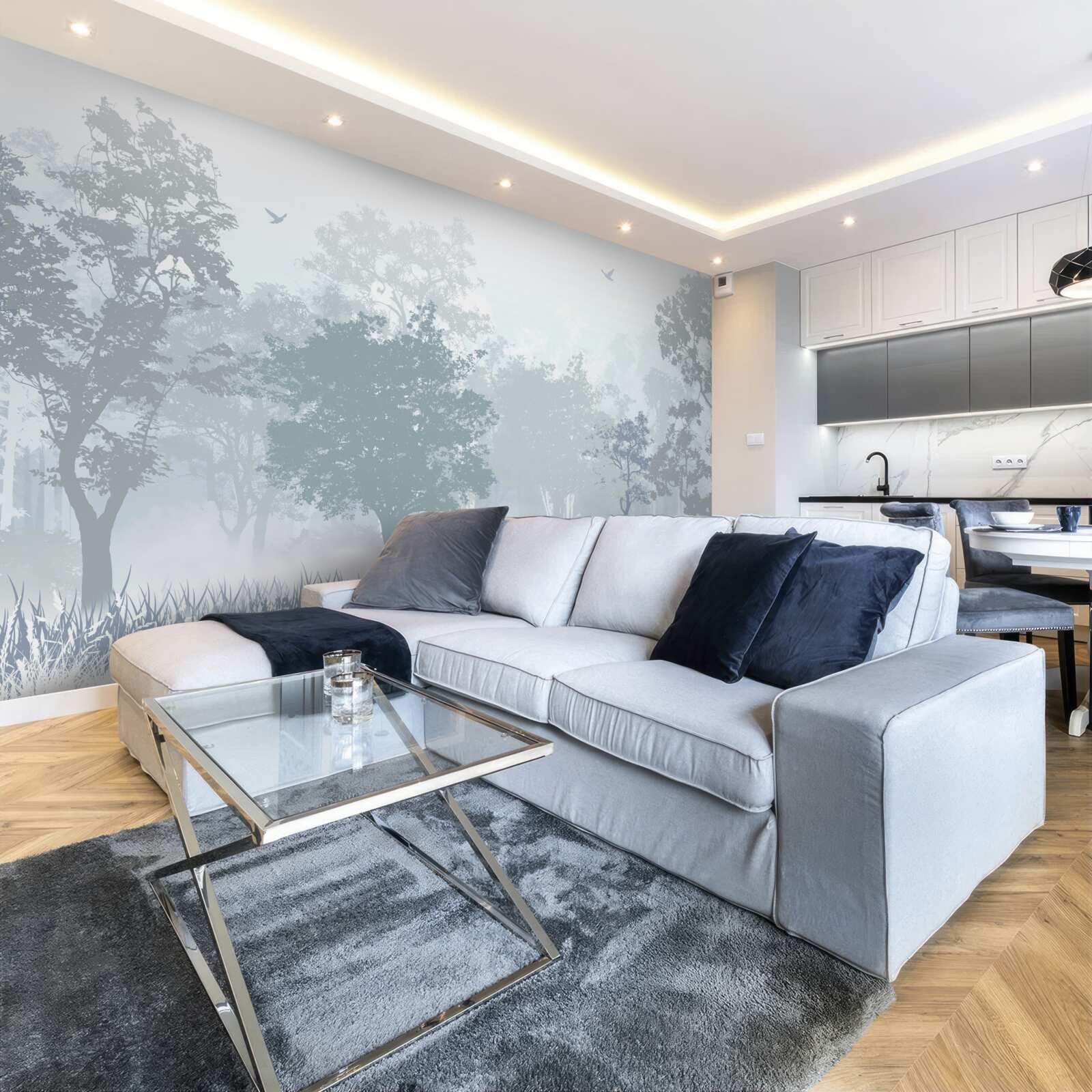 Фотошпалери ранковий ліс, оповитий туманом