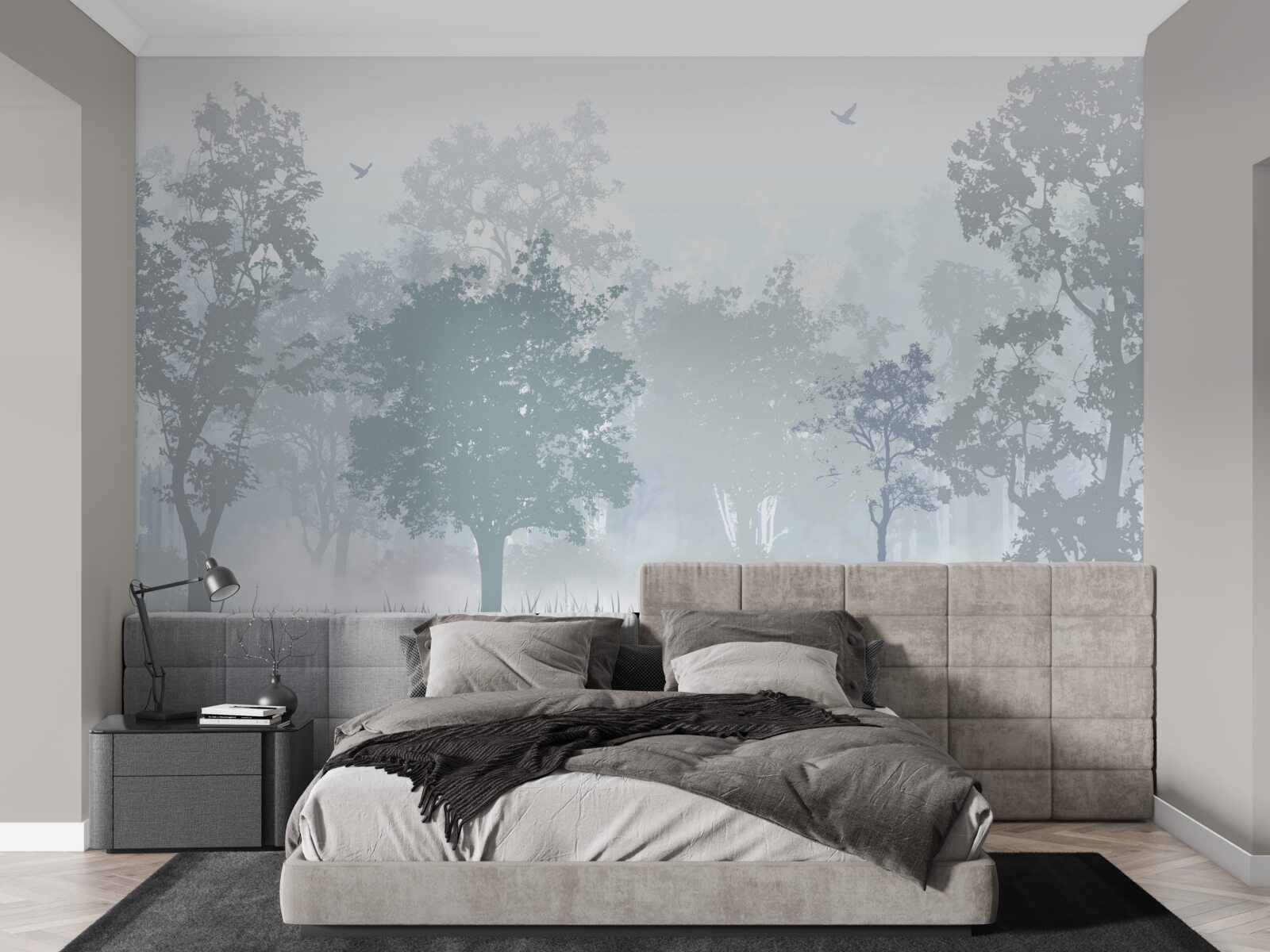 Фотошпалери ранковий ліс, оповитий туманом