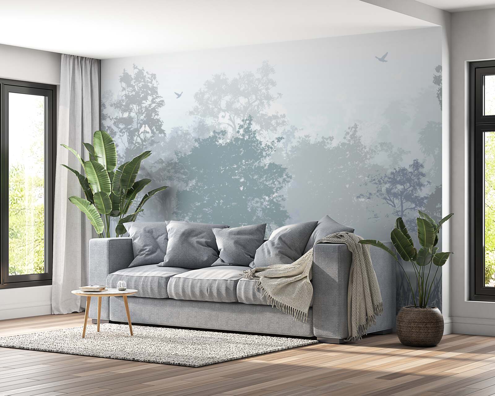 Фотошпалери ранковий ліс, оповитий туманом