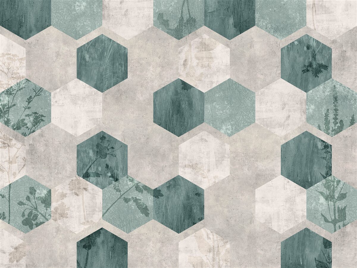 Фотошпалери листя з візерунками у вигляді абстрактних п'ятикутників