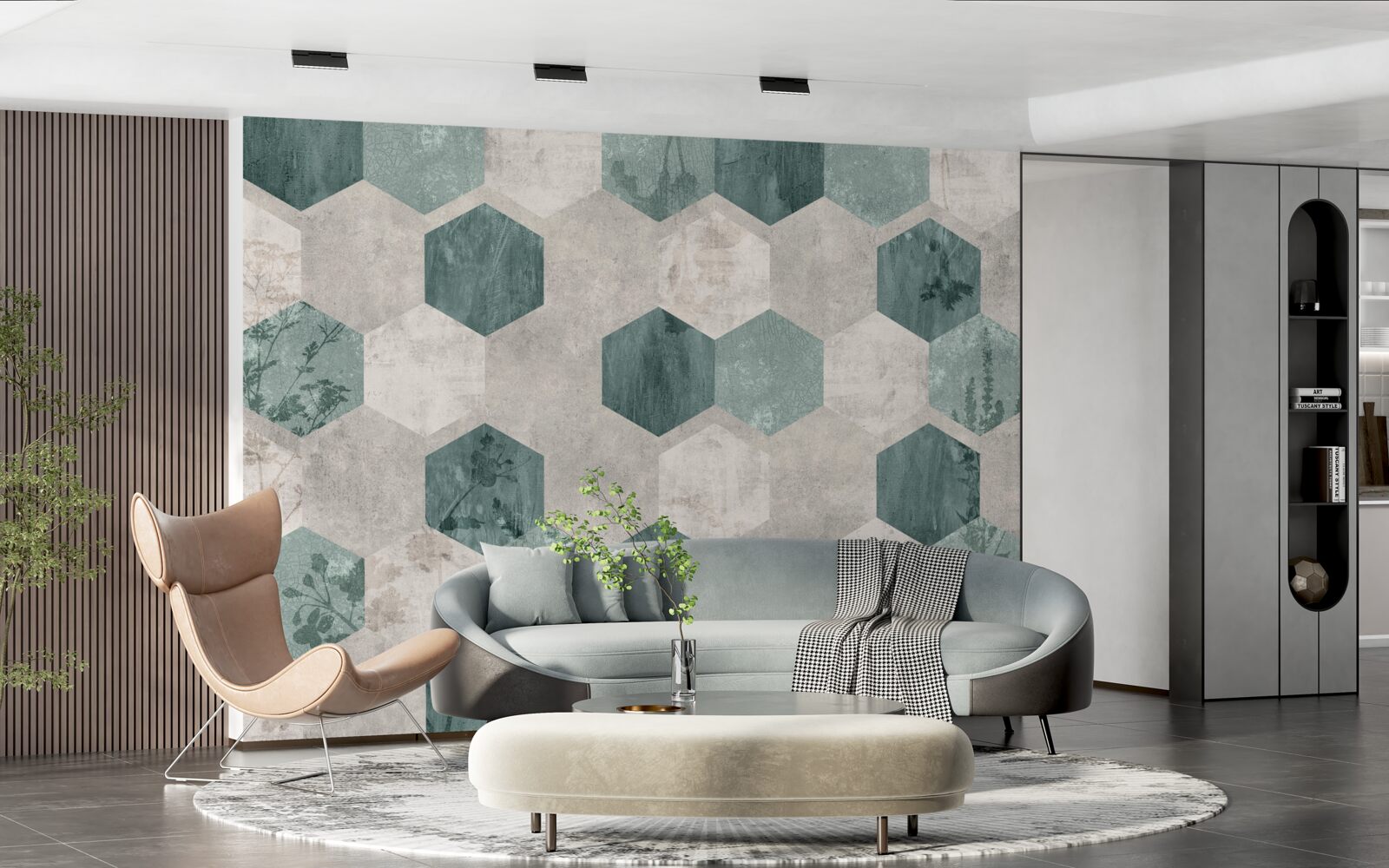 Фотошпалери листя з візерунками у вигляді абстрактних п'ятикутників