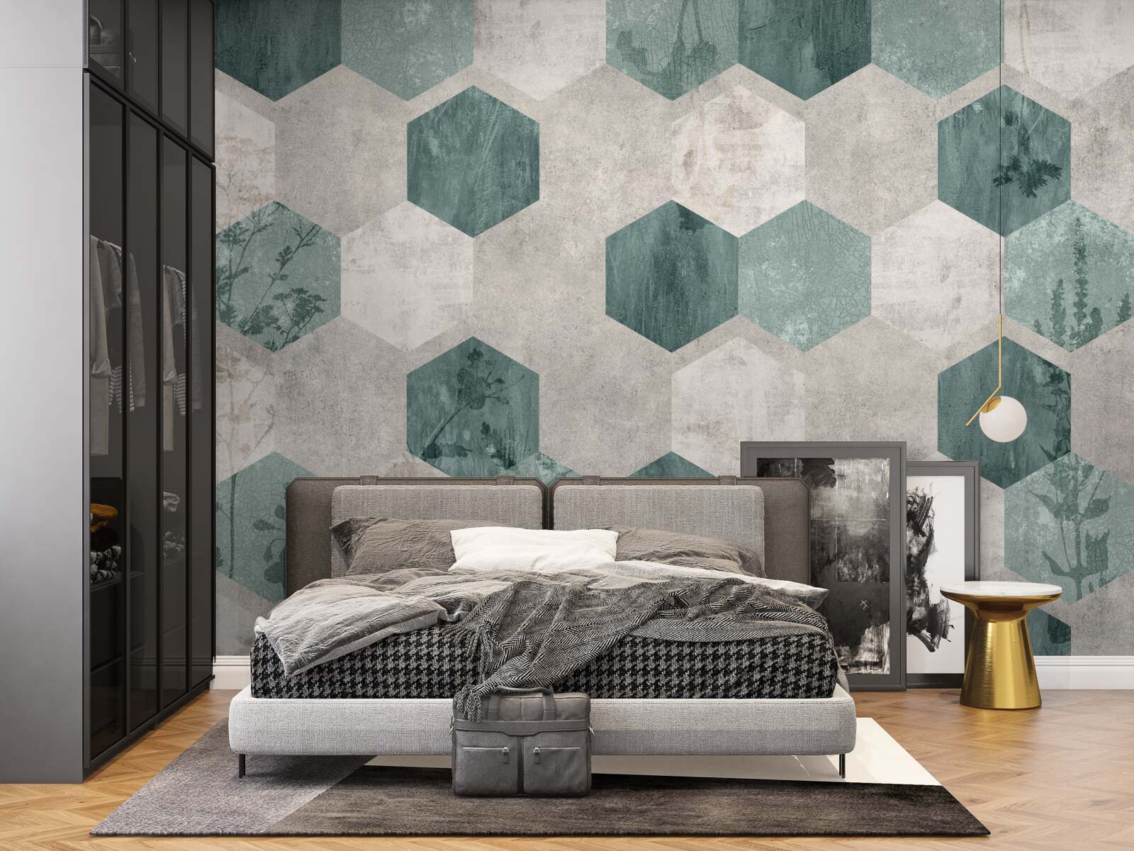 Фотошпалери листя з візерунками у вигляді абстрактних п'ятикутників