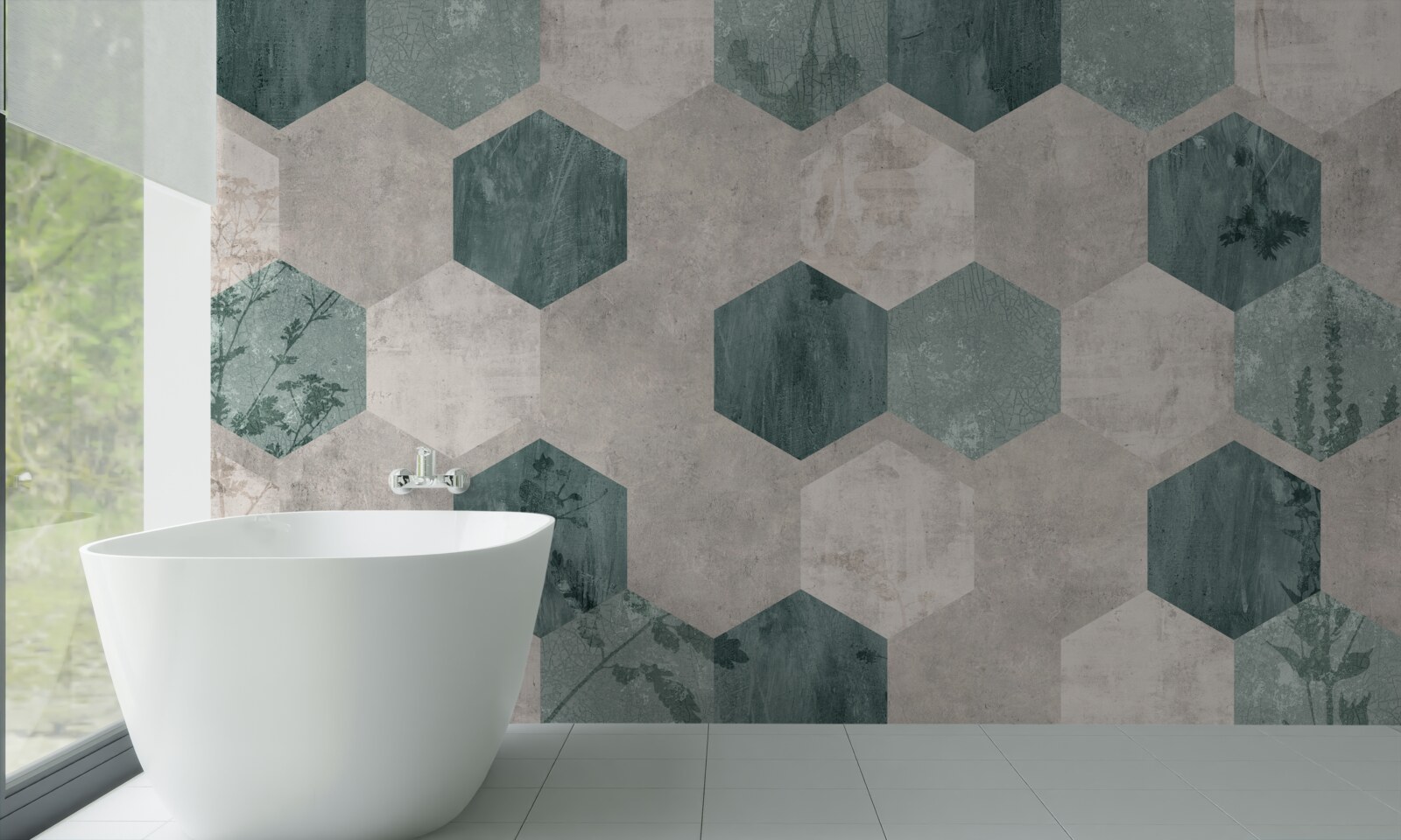 Фотошпалери листя з візерунками у вигляді абстрактних п'ятикутників