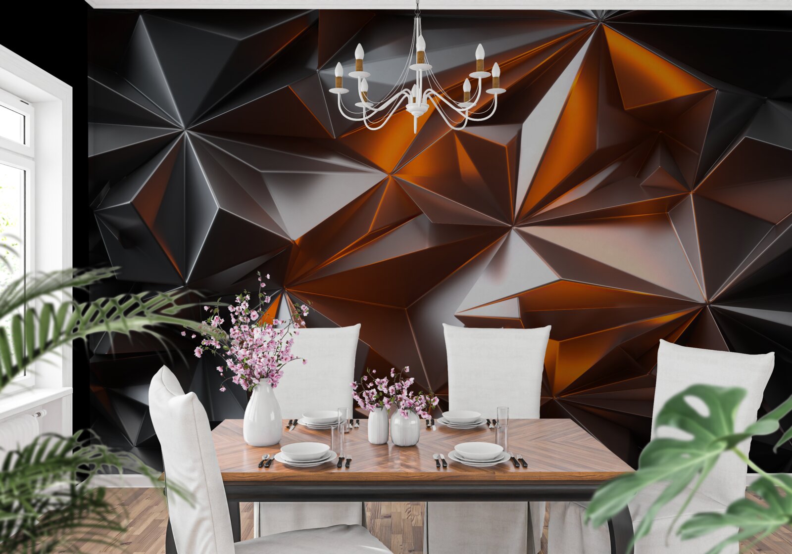 Фотошпалери геометрія янтри на темному тлі