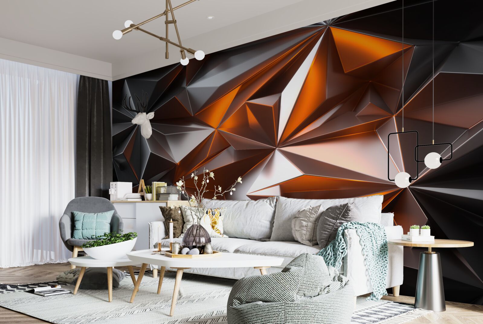 Фотошпалери геометрія янтри на темному тлі