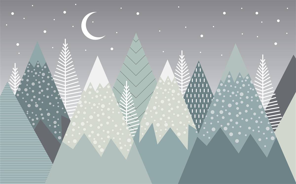 Фотошпалери хвойний ліс у місячному сяйві