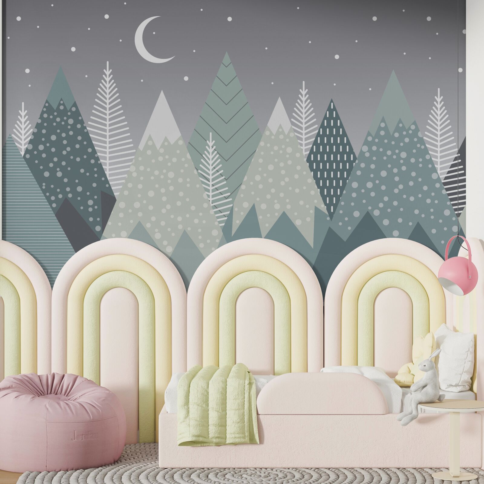 Фотошпалери хвойний ліс у місячному сяйві