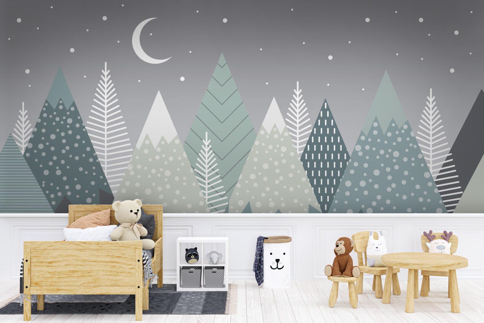 Фотошпалери хвойний ліс у місячному сяйві