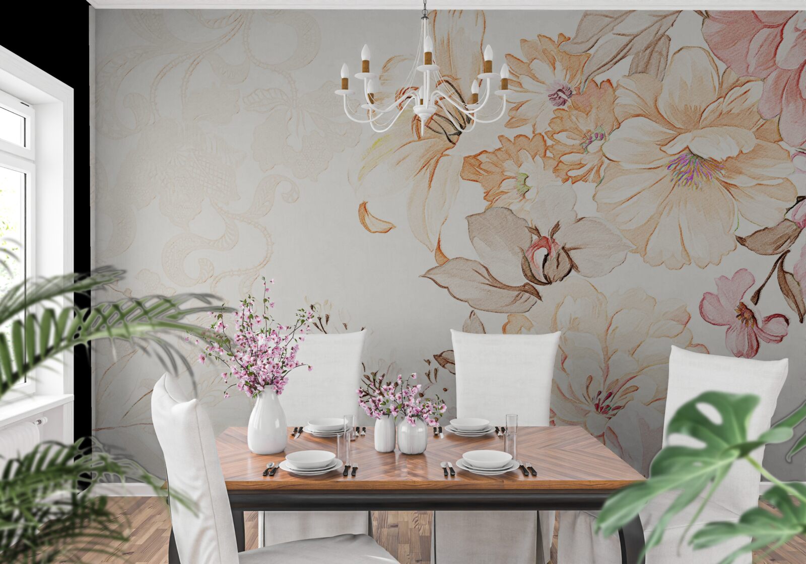 Фотошпалери композиція з акварельними квітами