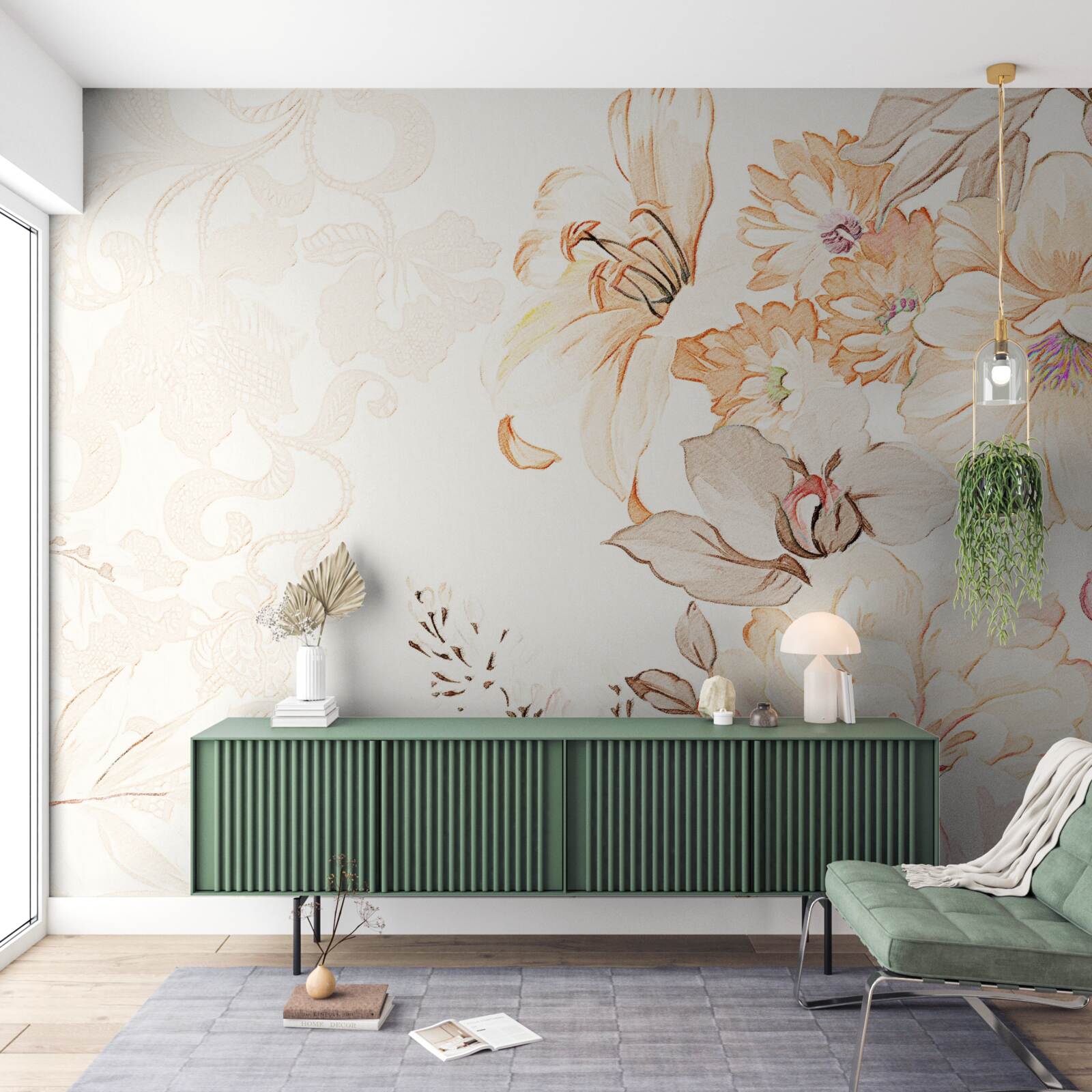 Фотошпалери композиція з акварельними квітами