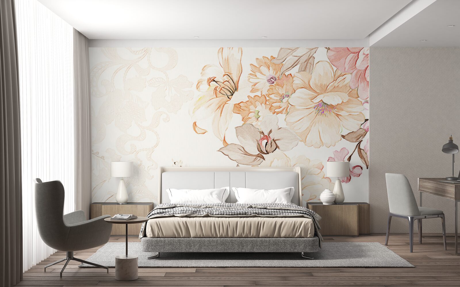 Фотошпалери композиція з акварельними квітами