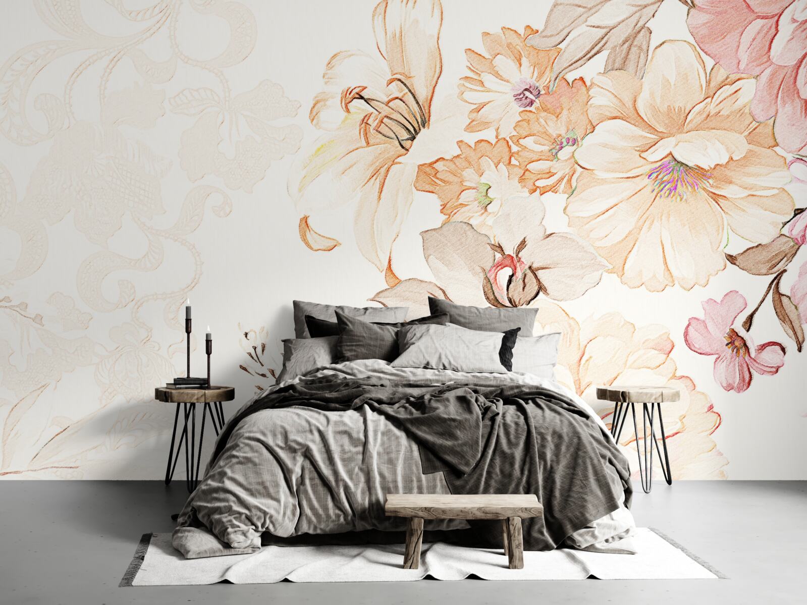 Фотошпалери композиція з акварельними квітами